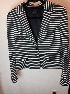 Bebe Black White Striped Tailored Blazer Jacket Size M